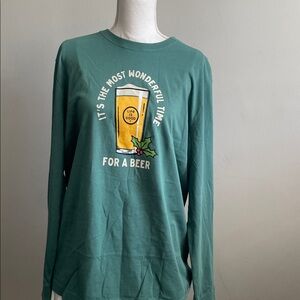 Life Is Good Teal Long Sleeve Beer Graphic Tee